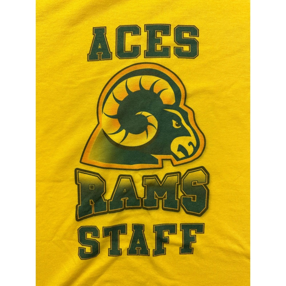 Rams Staff Graphic T-Shirt Short Sleeve Gildan‎ Dry Blend Men's XL Yellow